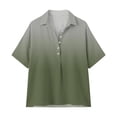 thumbnail image 4 of Favoffer Women's Linen Blouse Turtleneck Short Sleeve Solid Color Button Snap V Neck Daily Office Streetwear Fashion Casual Shirt, 4 of 7
