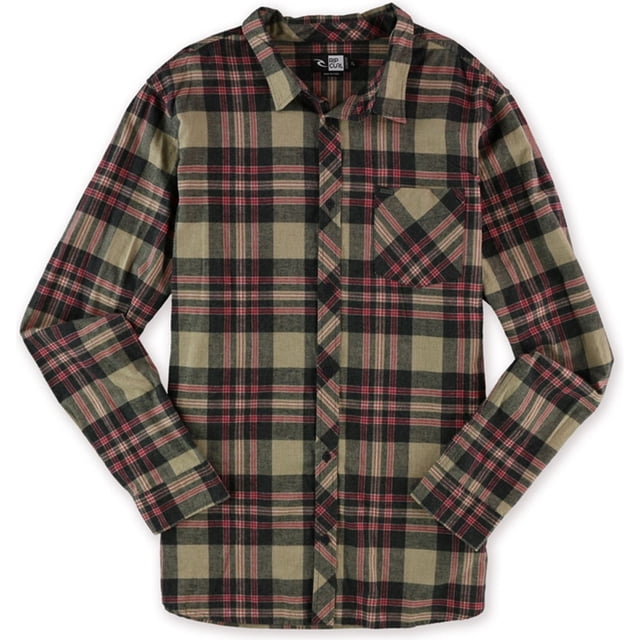 Camisa con botones de franela Rip Curl El Porto para hombre, multicolor, extragrande Rip Curl Botones al frente