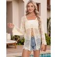 thumbnail image 3 of Swimsuit Cover Up for Women Tied Open Front Cardigans Beach Cover Up Long Sleeve Crochet Swim Cover Ups Shermie, 3 of 8