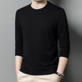 thumbnail image 3 of Men Solid Color Pullover O Neck Long Sleeve Sweateshirt Casual Loose Top Autumn, 3 of 8