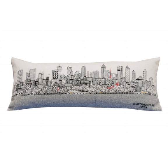 35" White Atlanta Daylight Skyline Lumbar Decorative Pillow