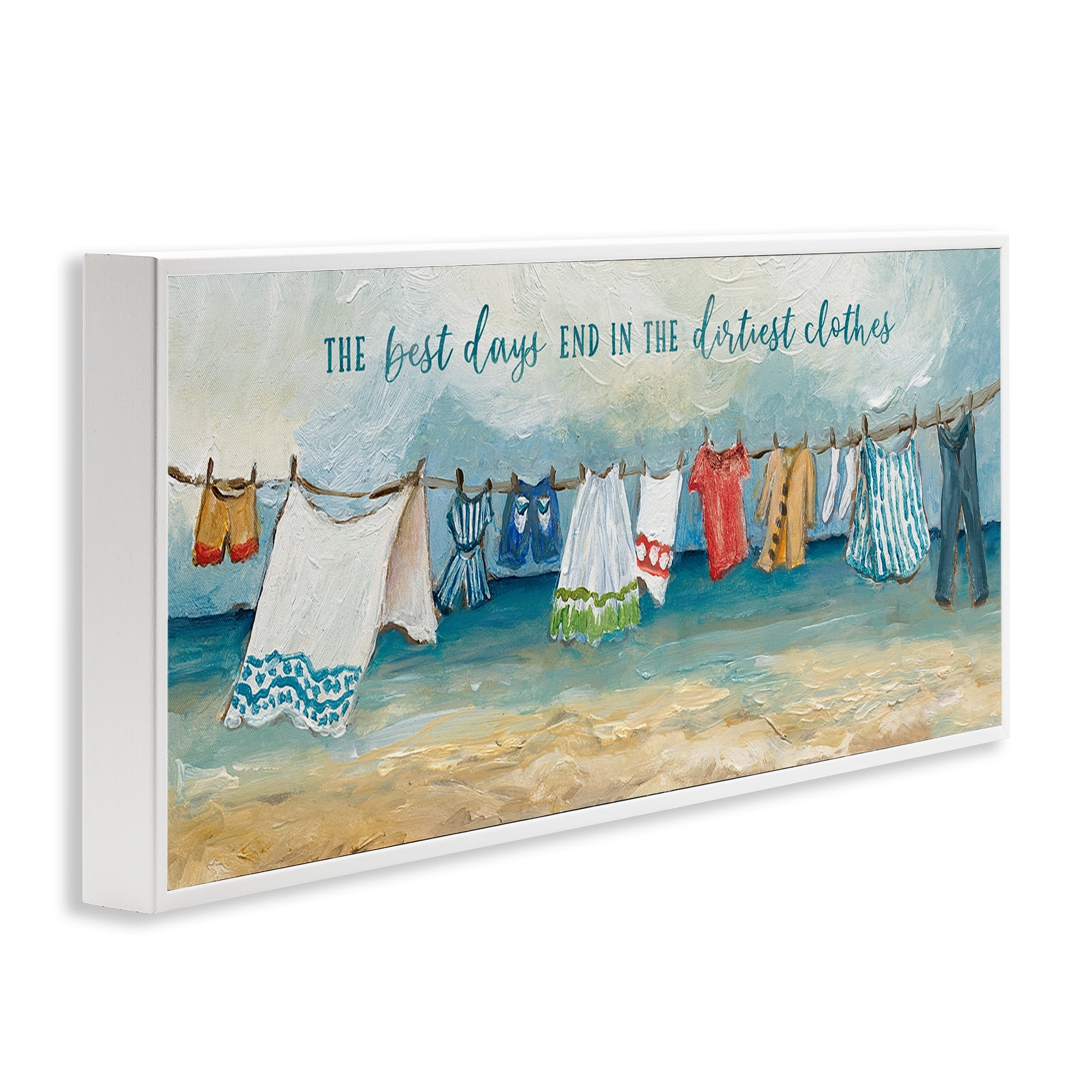 Stupell Industries Clothesline By The Sea White Framed Giclee Art, design by Charlene Olson