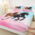 thumbnail image 5 of Erosebridal Galloping Horse Full Size Sheets, Pink Cherry Blossoms Bed Sheets, 4pcs (1 Flat Sheet, 1 Fitted Sheet and 2 Pillowcases), 5 of 6
