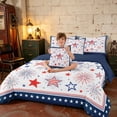 thumbnail image 3 of Manfei Cute Doodle Stars Fireworks King Bedding, Independence Day King Bed in a Bag, Red White Blue, Navy Reversible 7 Pieces, 3 of 6