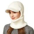 thumbnail image 5 of 3 In 1 Beanie Hat With Scarf And Mask Cozy Womens Scarves Soft Face Masks Scarfs Warm Winter Clothing Beanies Hats White, 5 of 9