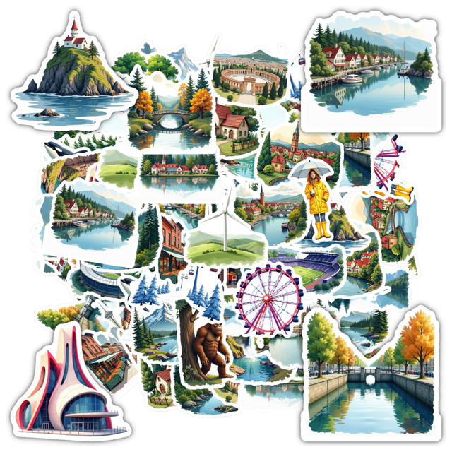 Scenic Stickers Stationery Stickers Adventure Kids Stickers Toy for Laptop Phone Notebook Suitcase