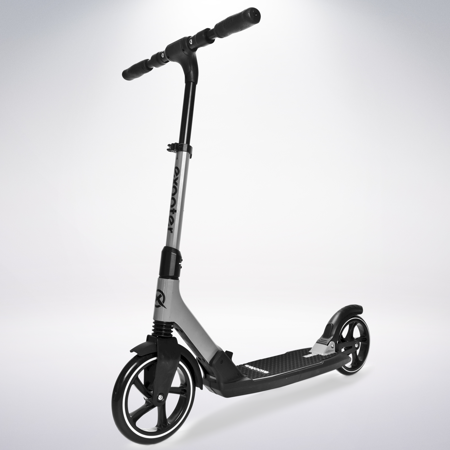 Big Soft Kick EXOOTER M7GR Manual Adult Kick Scooter With Dual Suspension Shocks And 240mm/200mm Big Wheels In Gray. ()