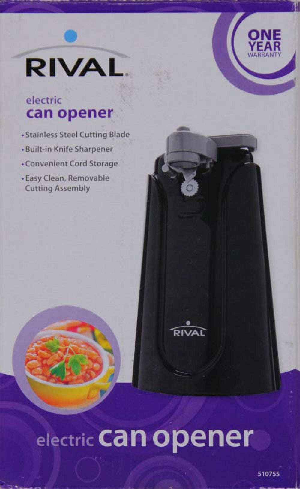 Rival, Kitchen, Rival Electric Can Opener With Built In Knife Sharpener  Black Electric
