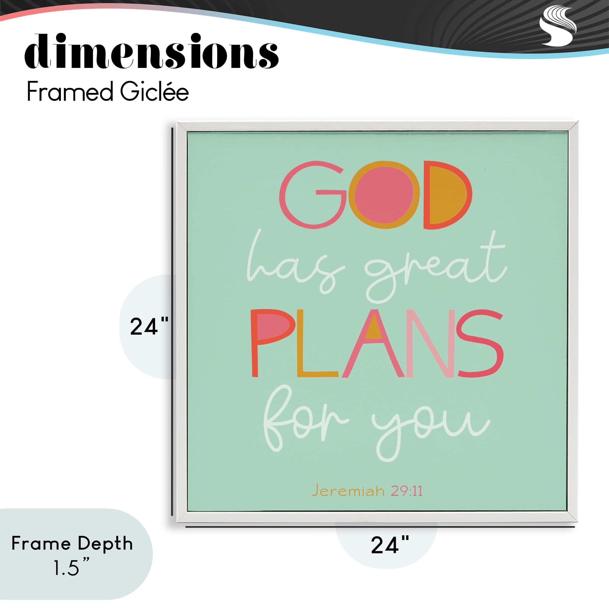 Stupell Industries Green God's Plans For You White Framed Giclee Art, design by SD Graphics Studio
