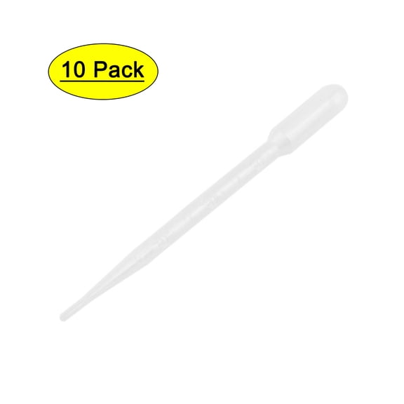 Laboratory Plastic Disposable Liquid Transfer Pipette Dropper Clear 3ML 10Pcs