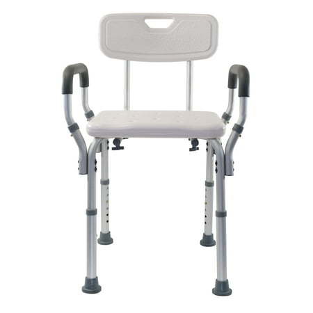 Essential Medical Supply Shower Chair and Bath Stool with Back and Arms, Up to 300lbs.