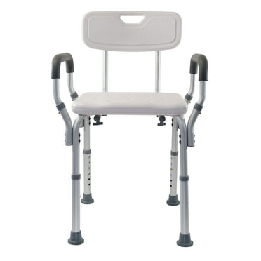 Essential Medical Supply Height Adjustable Molded Shower Chair with Textured Bath Seat, Padded Arms & Back and 300lb Weight Capacity