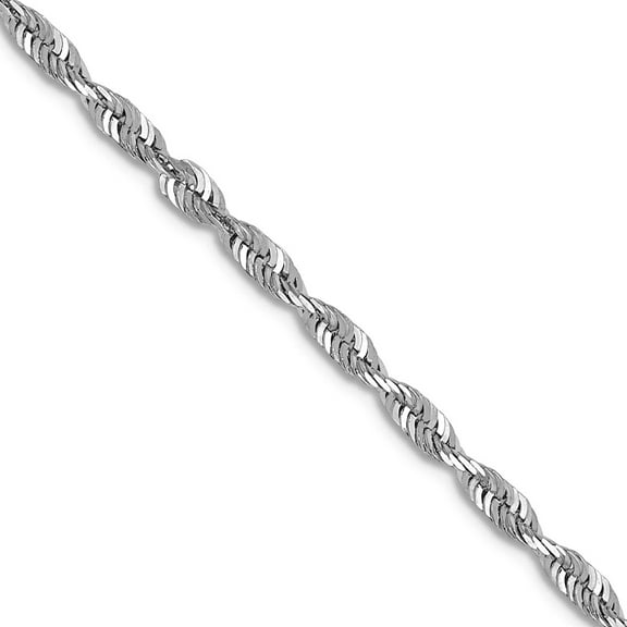 10k White Gold 2mm Sparkle-Cut Lightweight Rope Chain Necklace 18 Inch Chain Necklace for Women and Men