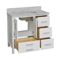 thumbnail image 3 of California 36" Bathroom Vanity with White Cabinet and Carrara Marble Top, 3 of 6