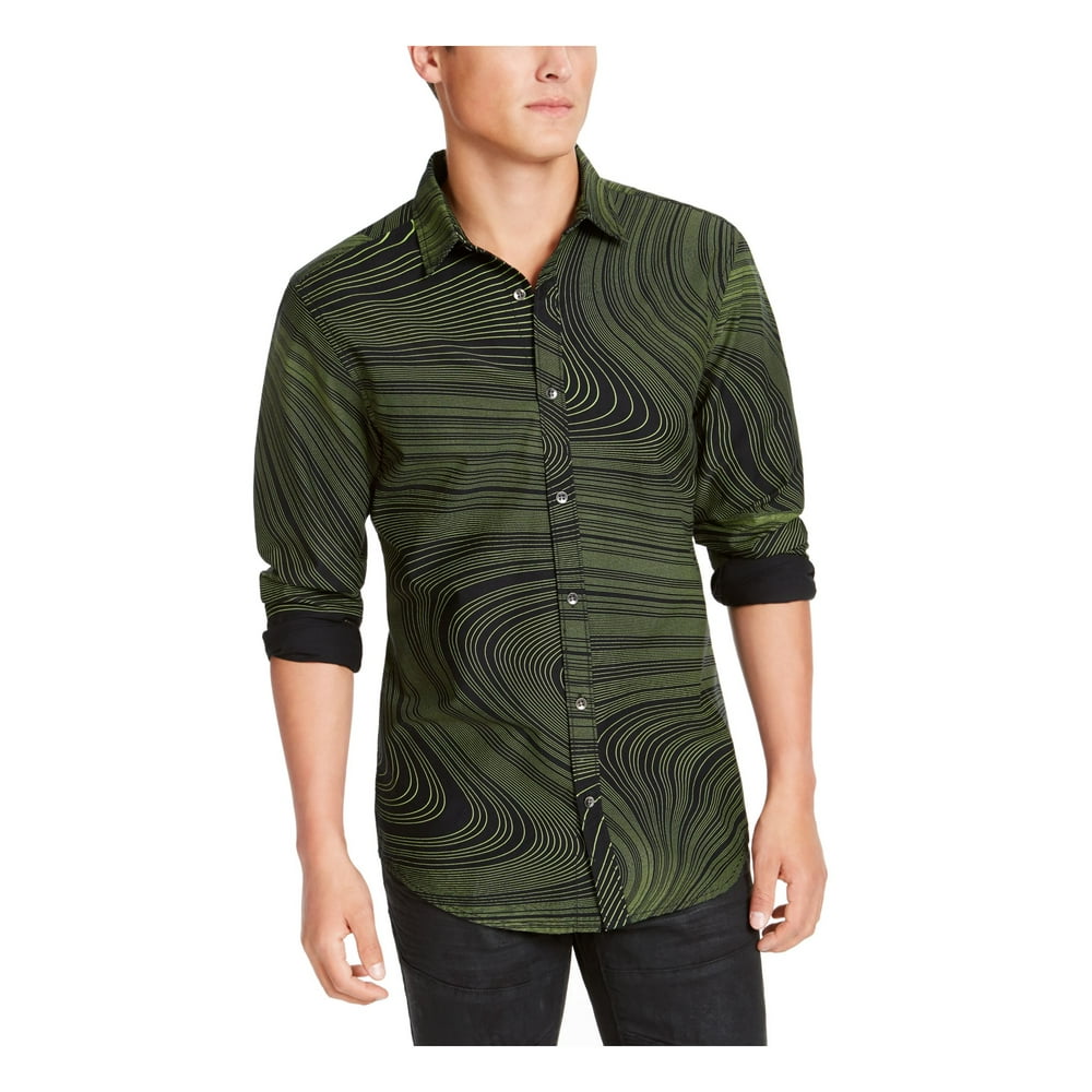 INC INC Mens Green Collared Work Dress Shirt Size S