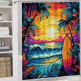 thumbnail image 5 of Hawaiian Style Shower Curtain Sets with Rugs 4 Piece Rustic, 5 of 8