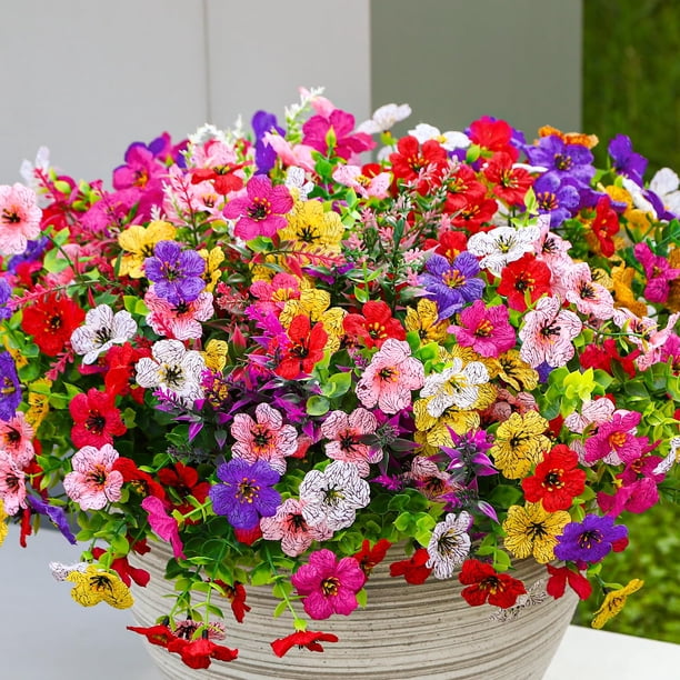 Flores artificiales ShareConn para exteriores, 24 paquetes