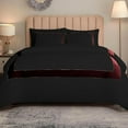 thumbnail image 2 of DNG Creations 3 Piece Full Black And Wine Border Line Pattern Duvet Cover - 100% Egyptian Cotton, 800 Thread Count ( Full/Queen ), 2 of 5