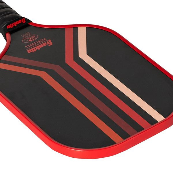 Franklin Sports 15.7'' Rove Traditional Pickleball Paddle - Black/Red/Orange: Fiberglass Construction, 4" Grip