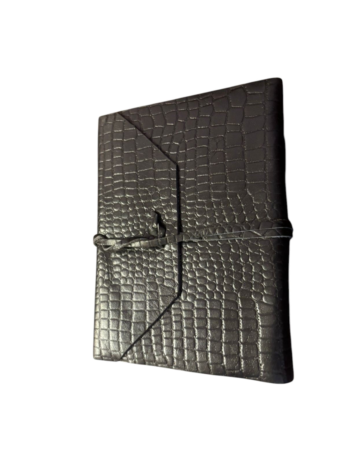 Handmade Leather Journal Notebook 6x8 Inch – Vintage Embossed Leather Diary with Lined Pages & Wrap Closure (Black)
