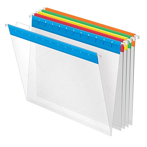 Easyview Poly Hanging File Folders, 1/5 Tab, Letter, Assorted Colors