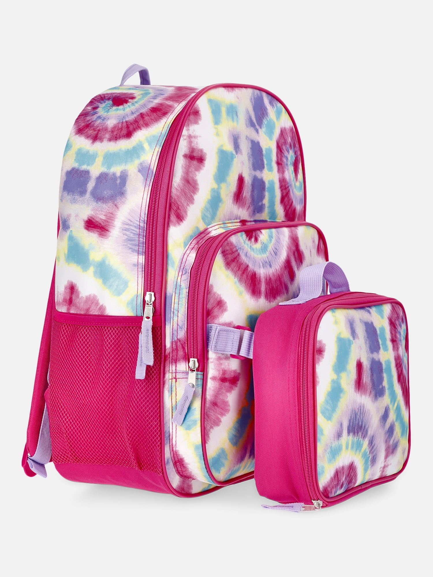 Wonder Nation Girl's 17" Swirl Tie Dye Backpack & Lunch Set, Pink