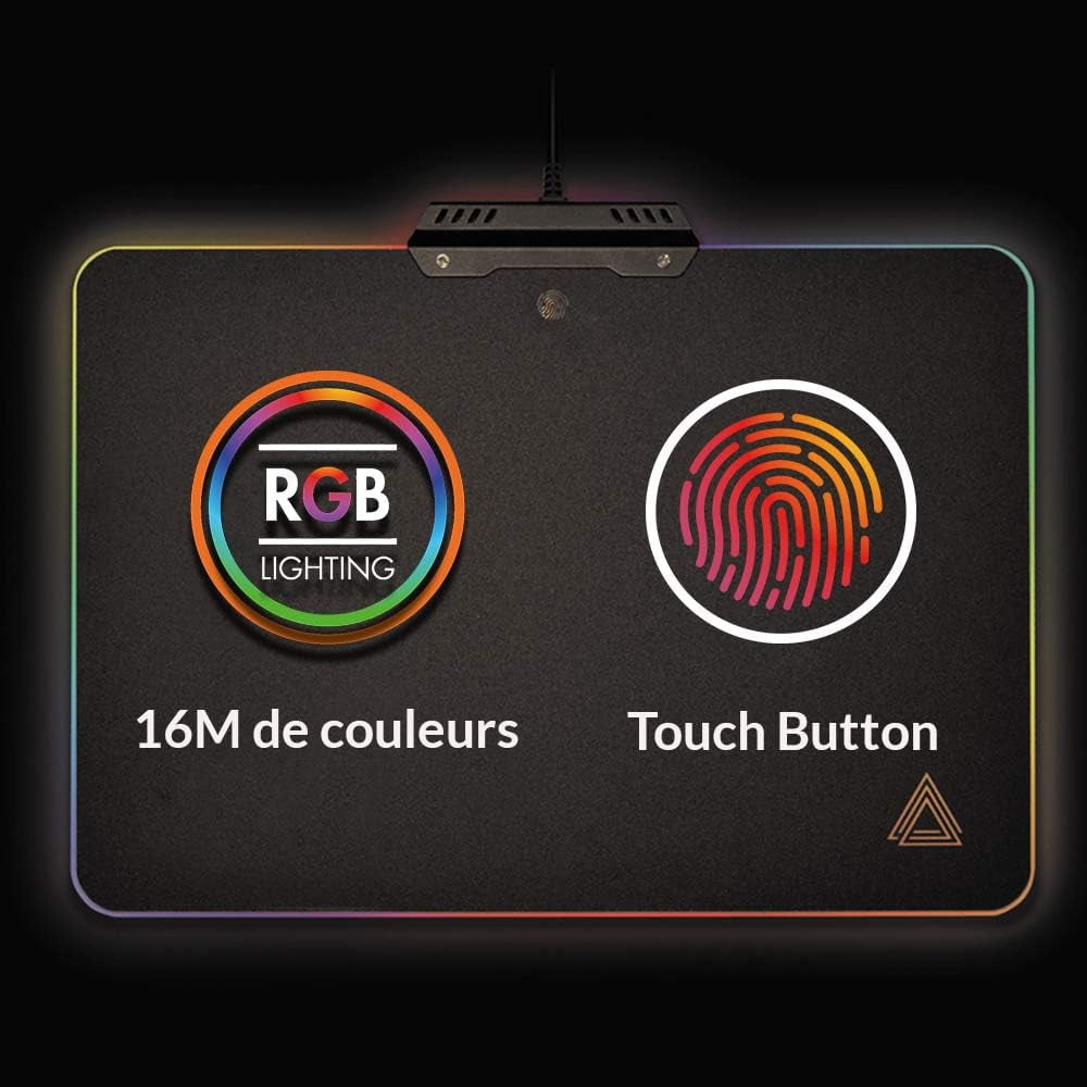 Lexip B5 Gaming RGB Mouse Pad, Customizable LED Lights, Non-Slip Low Friction Surface Rigid Mousepad for Better Control, Precision & Responsiveness