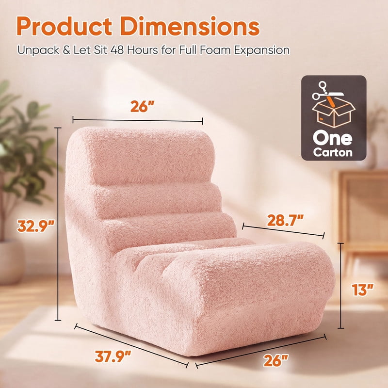 Lacoo Bean Bag Sofa for Adults - Ultra-Soft Lounge Sofa with High-Density Foam Fill, Cozy Floor Chair for Living Room, Bedroom & Dorm,Pink