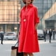 thumbnail image 4 of Vestido Zhyaj, camisa de manga larga con botones para mujer, color rojo, talla grande, 4 of 6