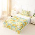 thumbnail image 3 of Manfei Grid Rainbow Twin Sheets, Galaxy Cloud Bedding, Yellow Blue, 3pcs, 1 Flat Sheet, 1 Fitted Sheet and 1 Pillowcase, 3 of 6