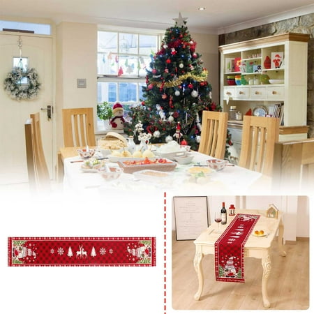 

LnjYIGJ Creative Christmas Cotton Linen Tablecloth Table Flag Desktop Decoration Christmas Decoration Supplies