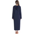 thumbnail image 4 of Womens Zip Up Robe Nightgown Long Hooded Sweatshirt Bathrobe Long Sleeve Housecoat Lounger With Pockets, 4 of 4