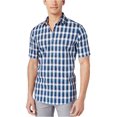 thumbnail image 2 of Alfani Mens Slim Fit Checked Button Up Shirt, Blue, XX-Large, 2 of 2