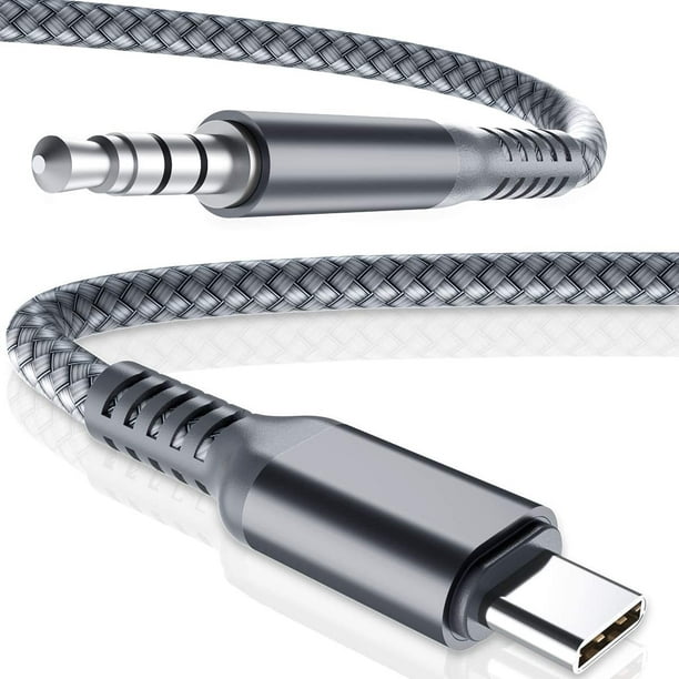Câble auxiliaire USB C 1,2 m, adaptateur jack 3,5 mm de type C