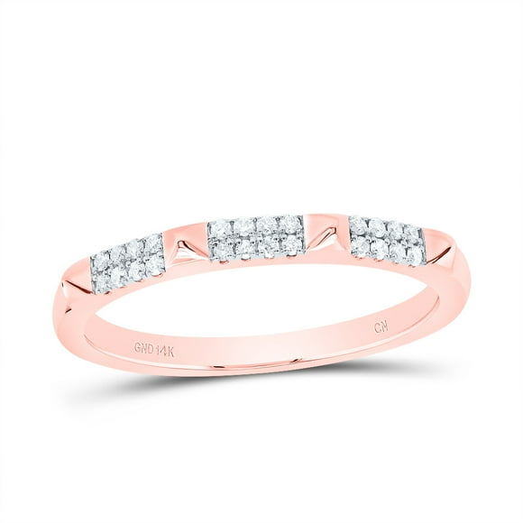 14k Rose Gold 1/10 Ctw Natural Diamond Fashion Ladies Anniversary Band Ring