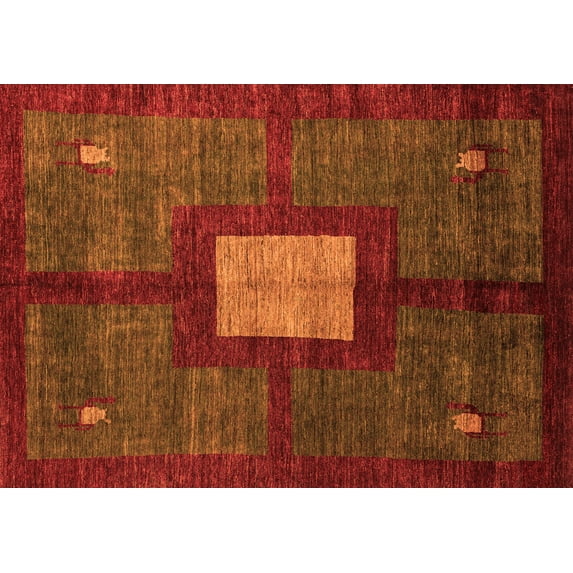Ahgly Company Indoor Rectangle Abstract Orange Modern Area Rugs, 5' x 8'