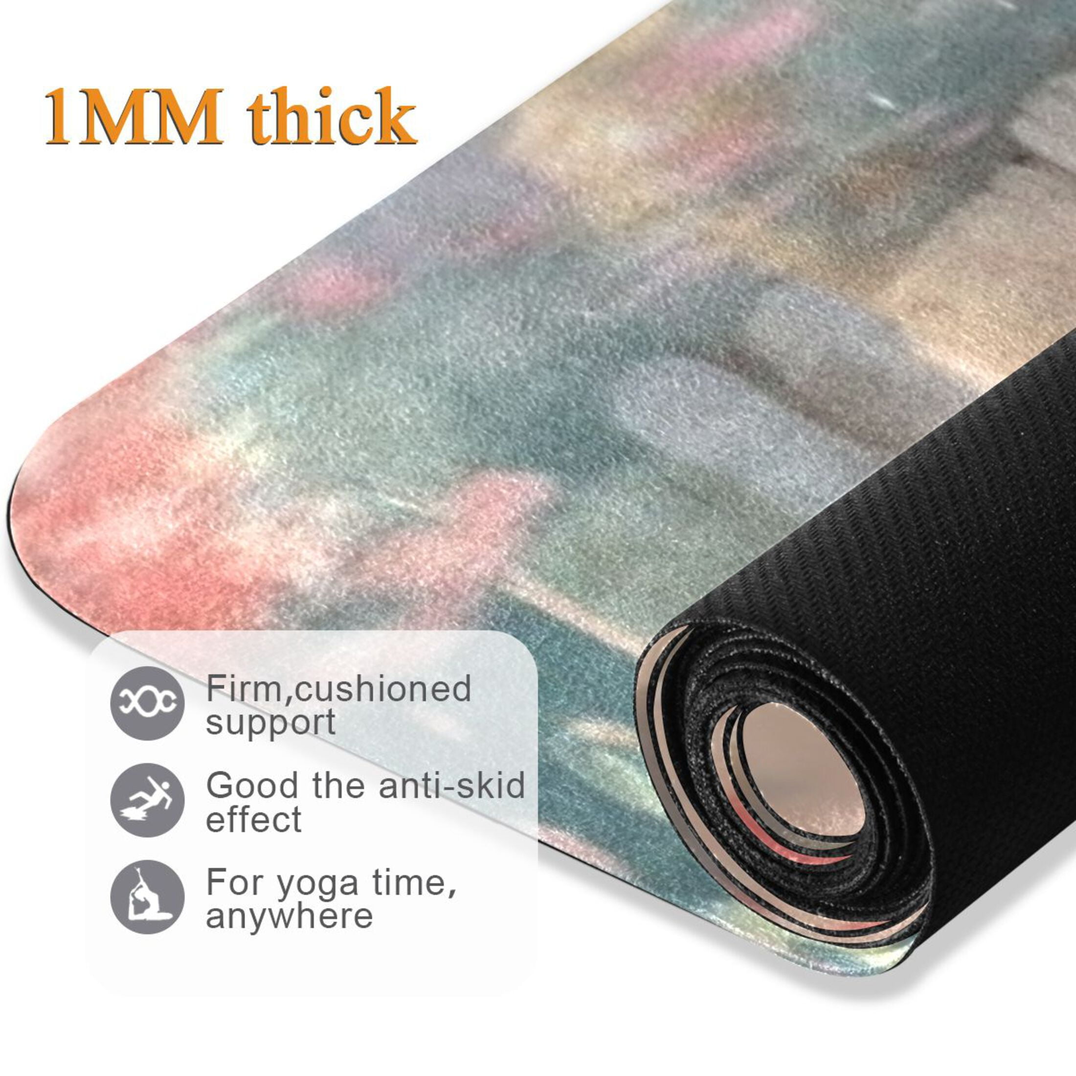 BZSMCE Yoga Mat Women Fitness Mat Blossom Cats and Bubbles Pattern