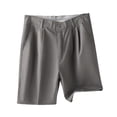 thumbnail image 2 of sunsanly Men Suit Shorts High Waist Button Zipper Fly Casual Shorts Solid Color Straight Wide Leg Office Shorts Knee Length Shorts Workwear, 2 of 8