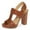 Brown, variant on YDN Women's T-Strap Chunky High Heel Sandals Buckled Strap Platform Open Toe Slingback Pumps Dress Office Party Shoes Size 7 Brown