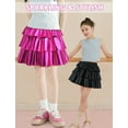thumbnail image 3 of Kids Girls Metallic Skirt 3-Layer Ruffle Skirts Elastic Waist Shiny Party Skirt Gold Tutu Dance Skirt A Line Short Scooter Skirts Pleated Glitter Skorts Outfits, 3 of 6