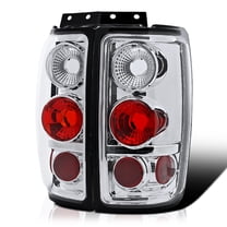 Spec-D Tuning Chrome Housing Clear Lens Tail Lights Compatible with 1997-2002 Ford Expedition, Left Right Pair Assembly