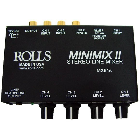 Mezclador de línea Rolls MX51S Mini Mix 2 estéreo de 4 canales negro