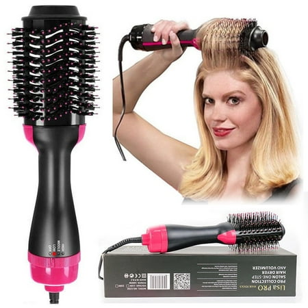 Hair Styler - Women Lady Hair Dryer Volumizer One Step Curling Oval Brush Curler Styler Mixed Bristles