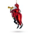 thumbnail image 3 of Santa Playing Trumpet Glass Christmas Ornament, 3 of 5