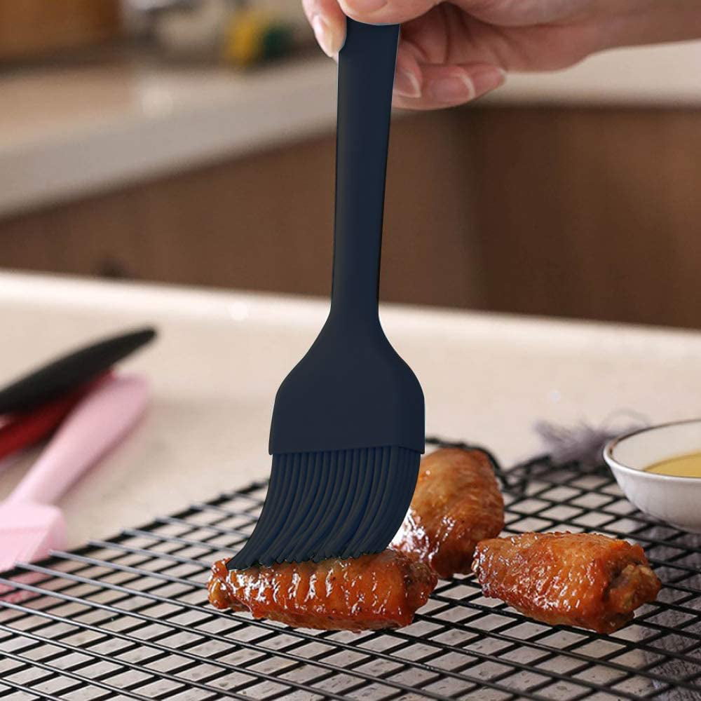 Silicone Basting Brush Set of Two Heat Resistant Long Handle Pastry Brush  for Grilling, Baking, BBQ and Cooking (Black) 
