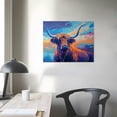thumbnail image 4 of Orinice Cow Pictures Wall Decor Banksy Graffiti Freedom Highland Cow Wall Art Coloful Cow Canvas Wall Art Print Modern Cow Painting for Living Room Bedroom Home Office  16x12in, 4 of 6