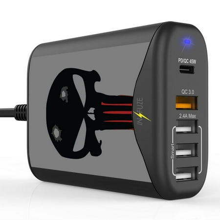 

Infuze 75W Charging Station for Samsung Galaxy A52 5G (5-Port Wall Charger: Power Delivery USB-C Quick Charge 3.0 2.4A USB-A) with Touch Tool - Bloody Skull