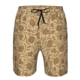 thumbnail image 3 of Cauagu Brown Flowers Print Men's Swim Trunks,Hawaiian Bathing Suit Swimsuits Beach Shorts with Pockets for Men Quick Dry Swimming Board Shorts-XX-Large, 3 of 6