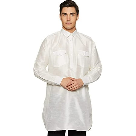 

Devyom Men s Cotton Pathani Regular Fit Kurta (White 44)