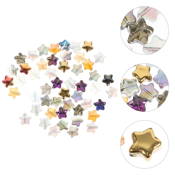 DINHEAROM 200Pcs Multi Color Glass Star Shaped Spacer Beads for DIY Jewelry Making